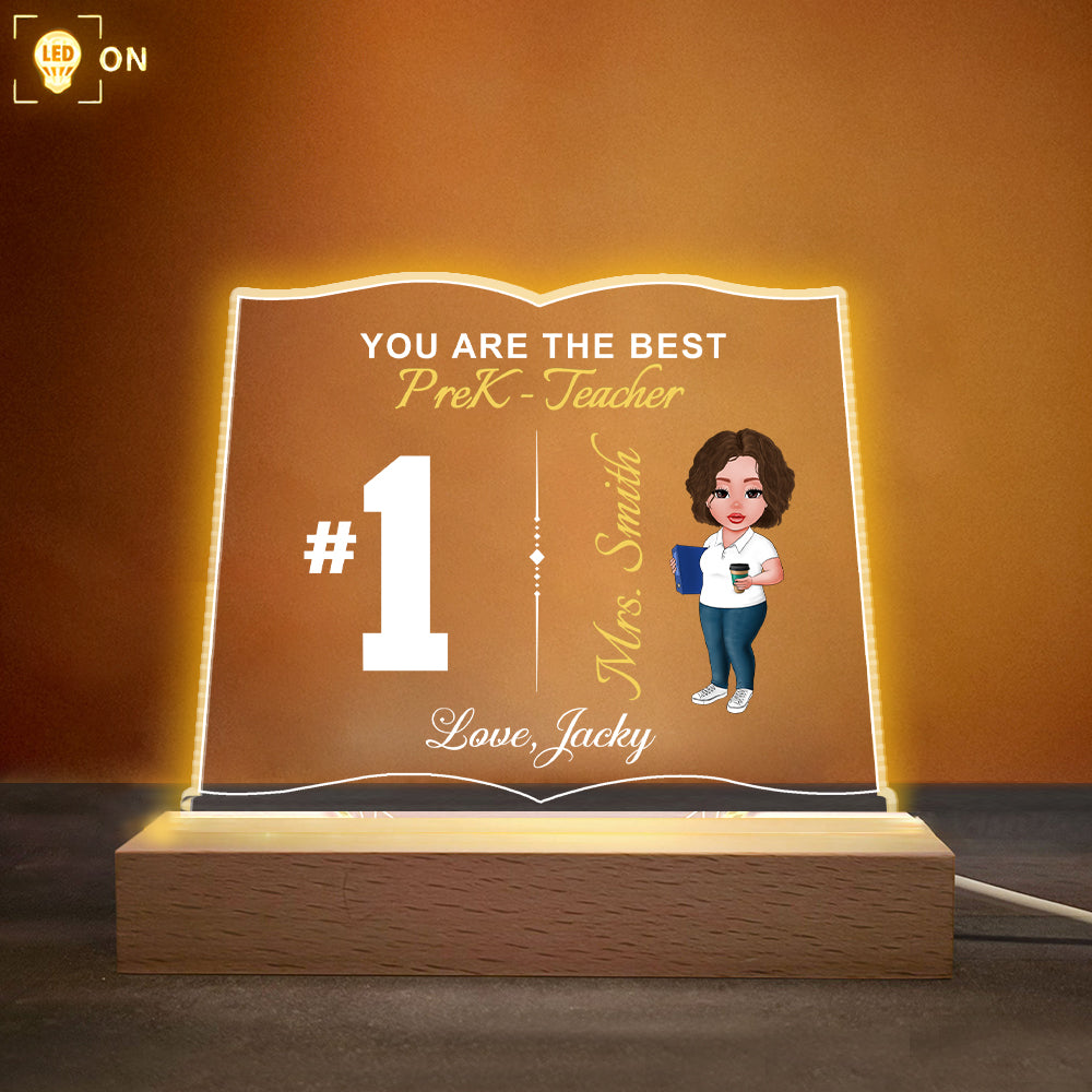 Number One Teacher Personalized 3D Led Light Wooden Base For Teacher - Thank You Teacher Appreciation Gift
