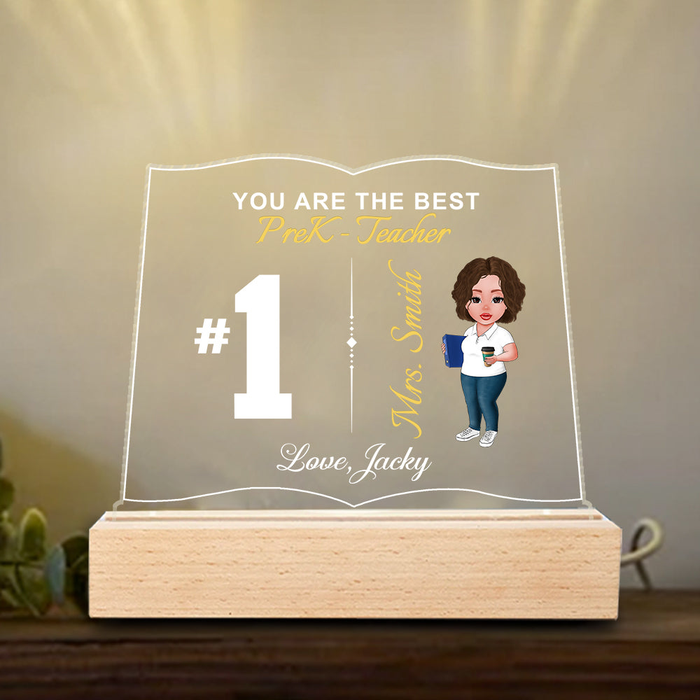 Number One Teacher Personalized 3D Led Light Wooden Base For Teacher - Thank You Teacher Appreciation Gift
