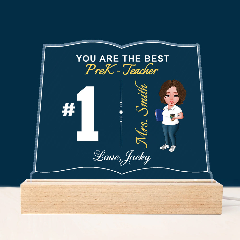 Number One Teacher Personalized 3D Led Light Wooden Base For Teacher - Thank You Teacher Appreciation Gift