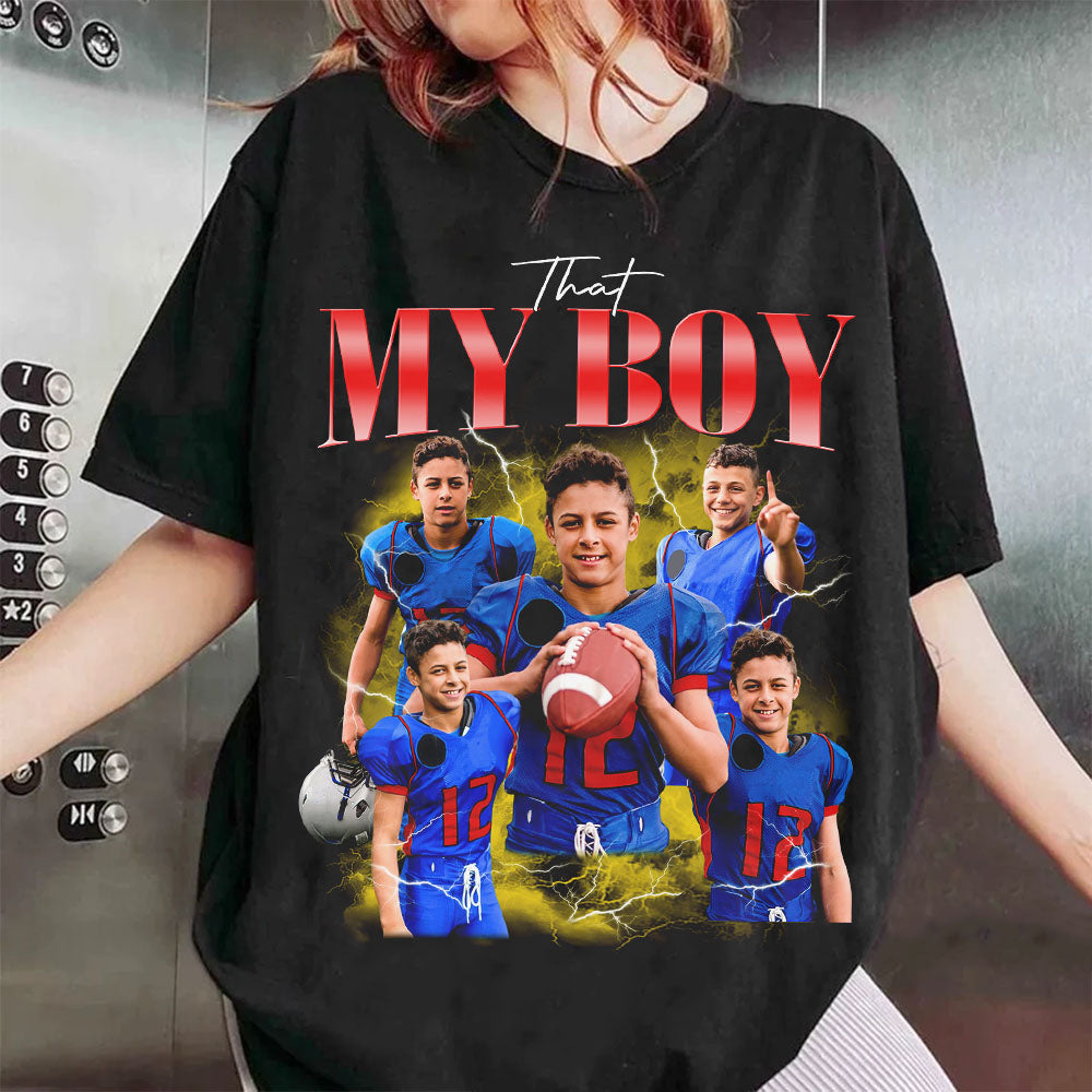 Custom Photo - Vintage Graphic 90s T-shirt That My Boy Football Gameday Shirt Custom Bootleg Rap Tee H2511