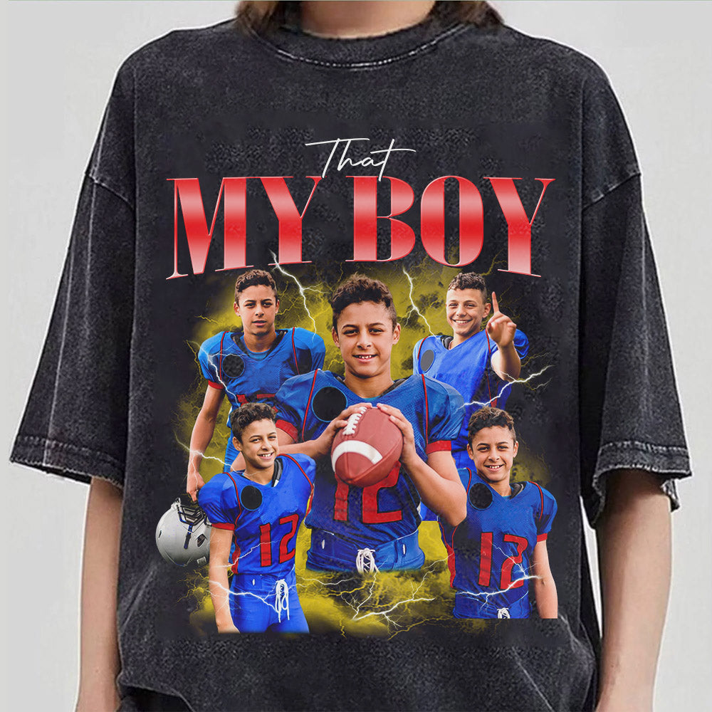 Custom Photo - Vintage Graphic 90s T-shirt That My Boy Football Gameday Shirt Custom Bootleg Rap Tee H2511