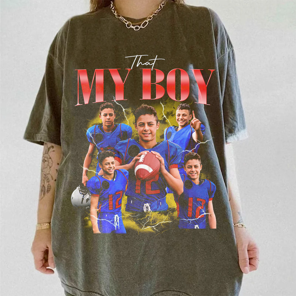 Custom Photo - Vintage Graphic 90s T-shirt That My Boy Football Gameday Shirt Custom Bootleg Rap Tee H2511
