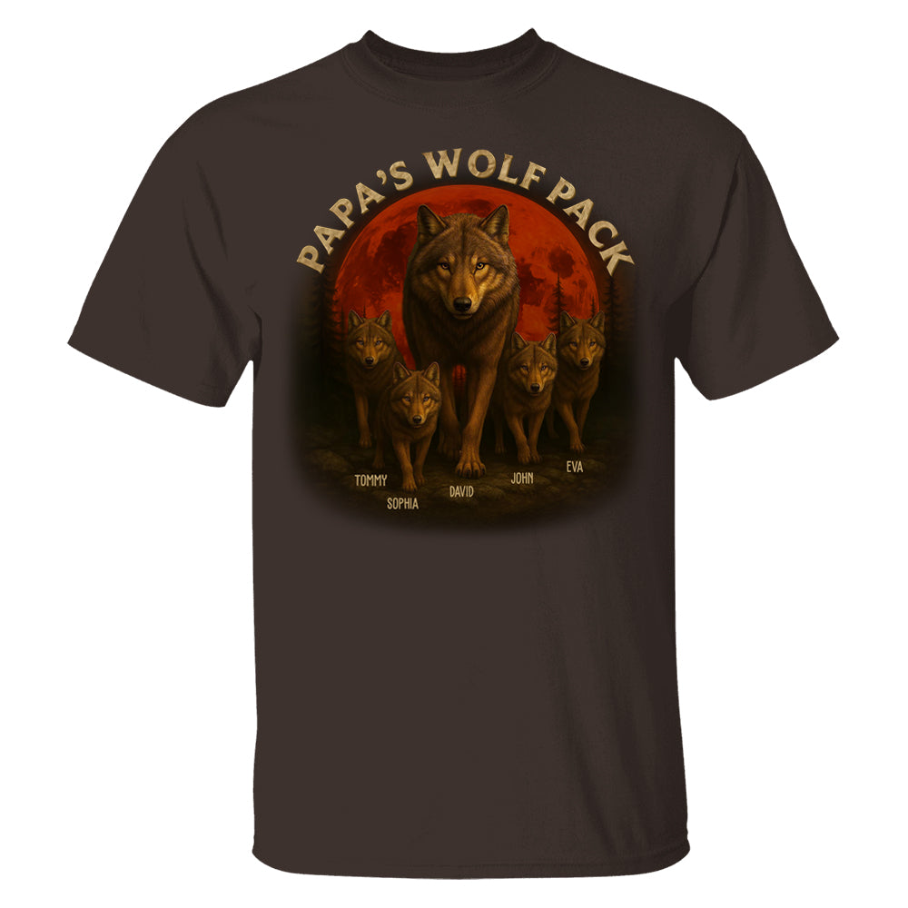 Papa’s Wolf Pack - Family Personalized Custom Unisex T-shirt, Premium T-shirt, Hoodie - Father's Day, Gift For Dad, Grandpa2 Pt99