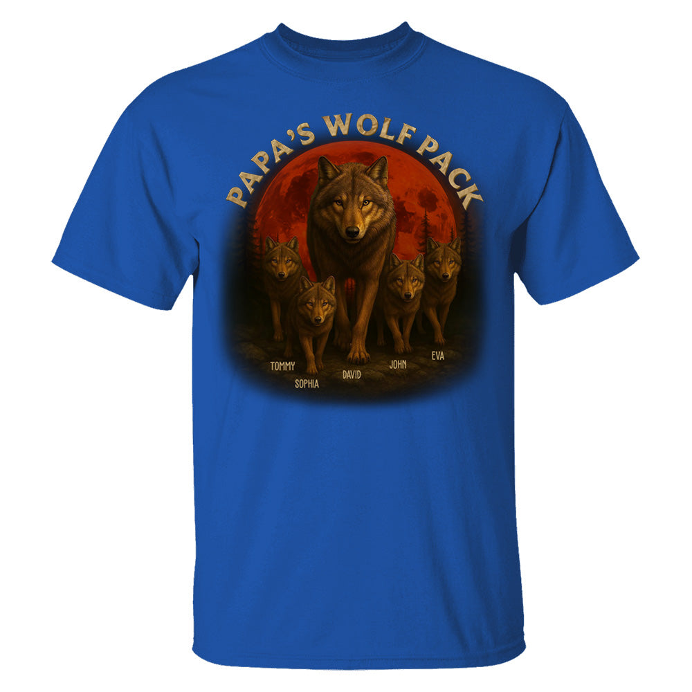 Papa’s Wolf Pack - Family Personalized Custom Unisex T-shirt, Premium T-shirt, Hoodie - Father's Day, Gift For Dad, Grandpa2 Pt99