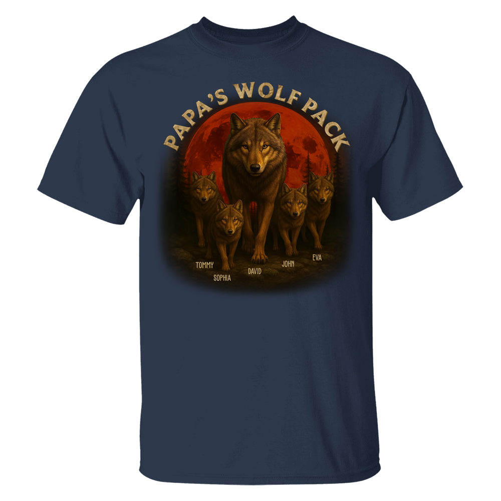 Papa’s Wolf Pack - Family Personalized Custom Unisex T-shirt, Premium T-shirt, Hoodie - Father's Day, Gift For Dad, Grandpa2 Pt99