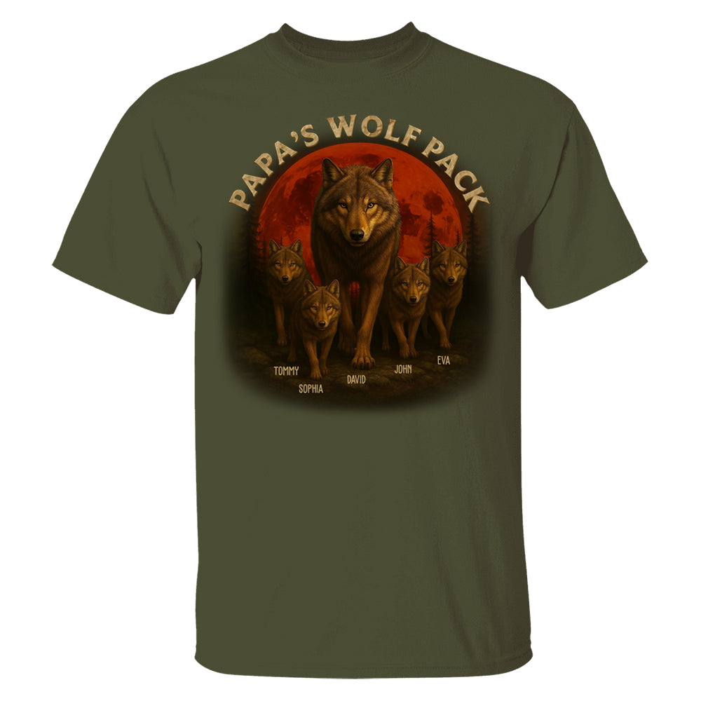 Papa’s Wolf Pack - Family Personalized Custom Unisex T-shirt, Premium T-shirt, Hoodie - Father's Day, Gift For Dad, Grandpa2 Pt99