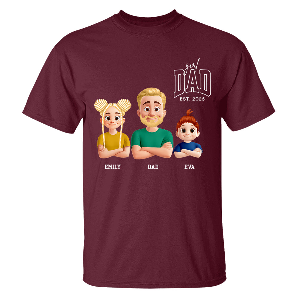 Dad Est Year Shirt, Fathers Day Gifts from Daughter, Dad of Girls Tee, Birthday Gift for Daddy, New Dad Gift Idea, Matching Dad & Daughter Tm01