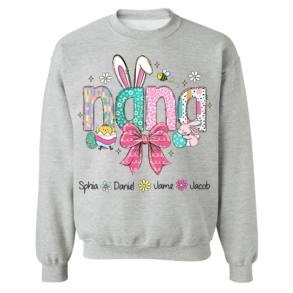 Personalized Easter Grandma Shirt, Custom Gift For Nickname and Kids Names T1807 NV01
