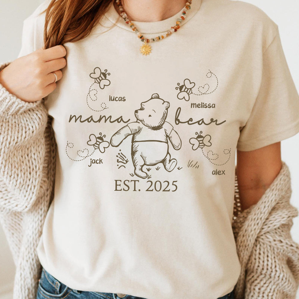 Custom Mama Bear Est 2025 And Grandkids Shirts For Grandma Nh00