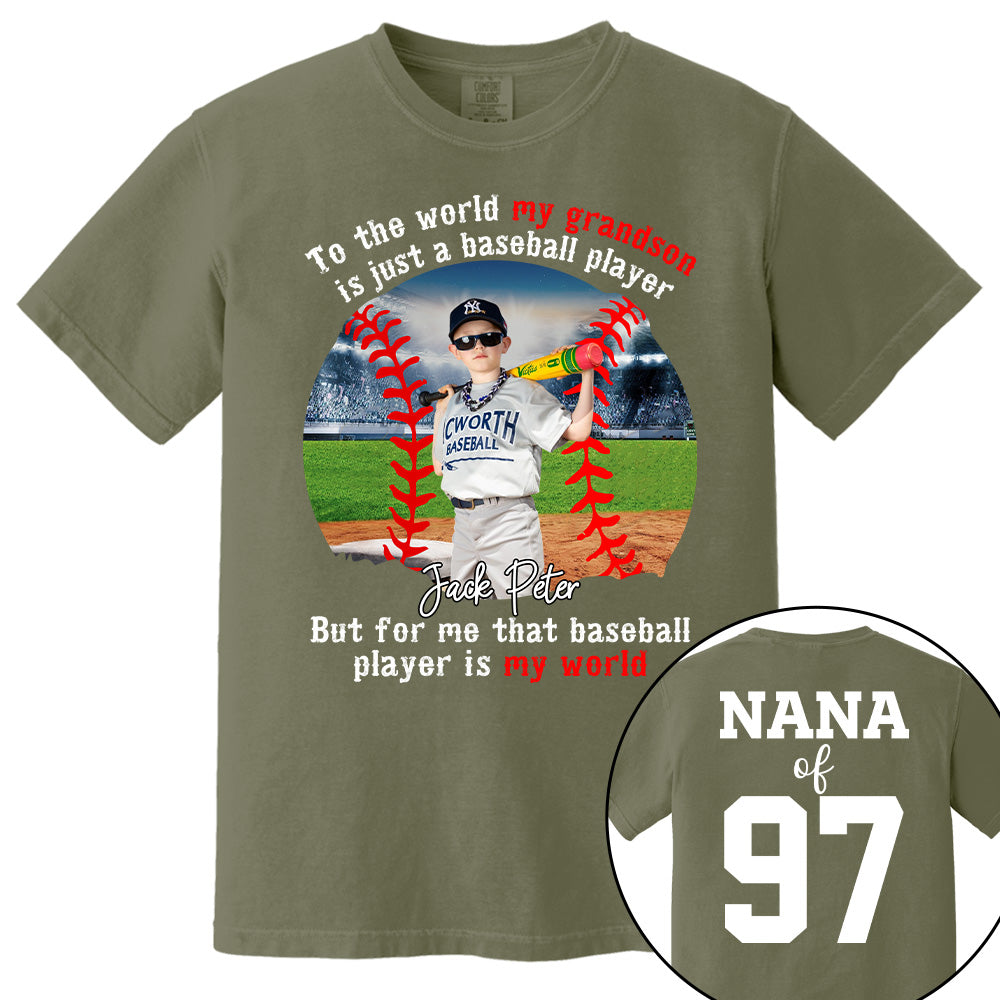My Baseball Player Is My World, Personalized Baseball Shirt, Baseball Grandma Shirt, Gift For Baseball Lover A2110 Tu20