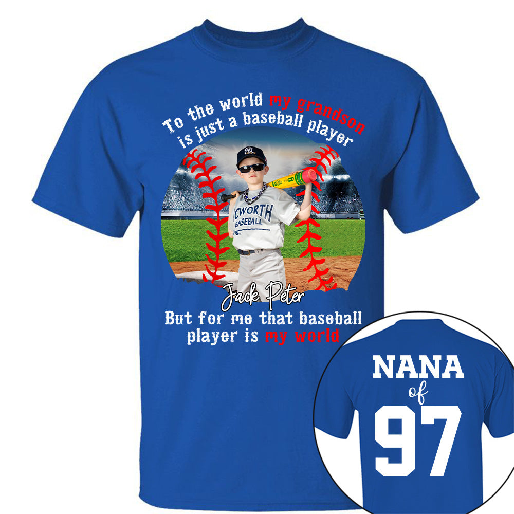 My Baseball Player Is My World, Personalized Baseball Shirt, Baseball Grandma Shirt, Gift For Baseball Lover A2110 Tu20
