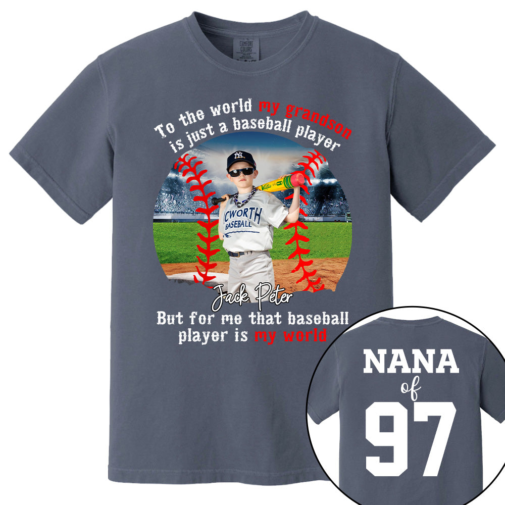 My Baseball Player Is My World, Personalized Baseball Shirt, Baseball Grandma Shirt, Gift For Baseball Lover A2110 Tu20