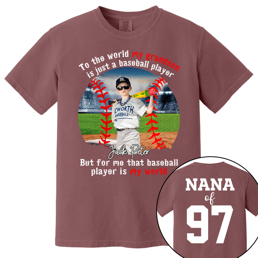 My Baseball Player Is My World, Personalized Baseball Shirt, Baseball Grandma Shirt, Gift For Baseball Lover A2110 Tu20