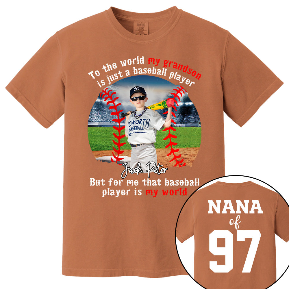 My Baseball Player Is My World, Personalized Baseball Shirt, Baseball Grandma Shirt, Gift For Baseball Lover A2110 Tu20