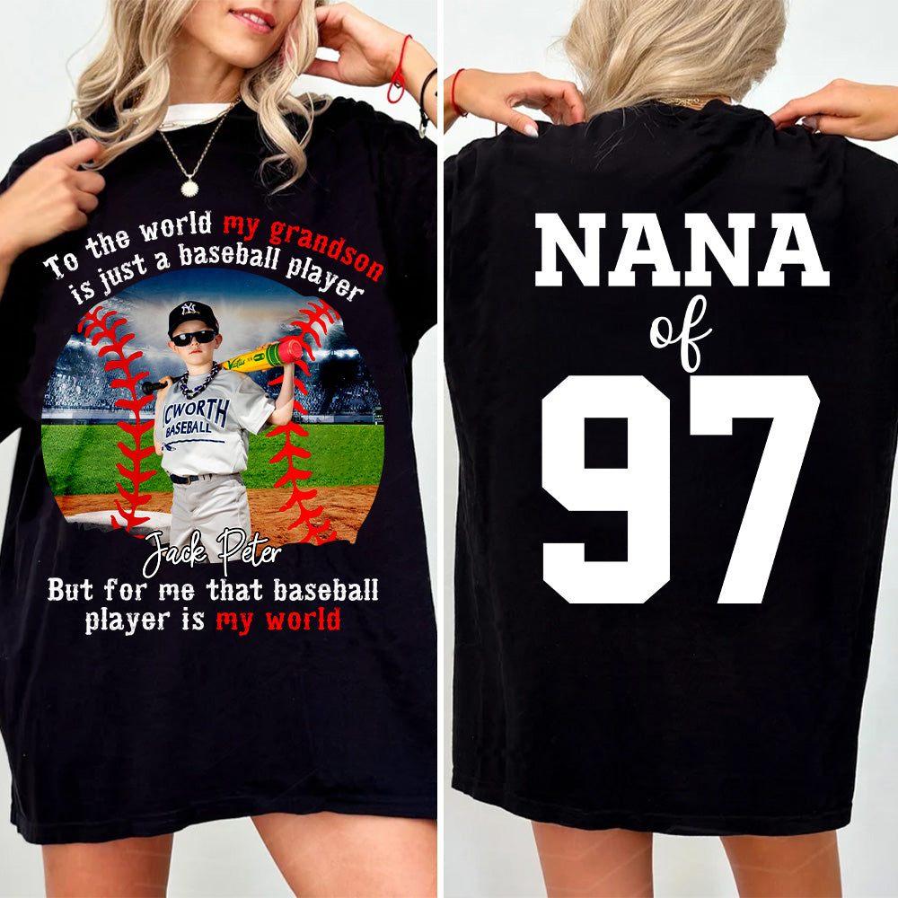 My Baseball Player Is My World, Personalized Baseball Shirt, Baseball Grandma Shirt, Gift For Baseball Lover A2110 Tu20
