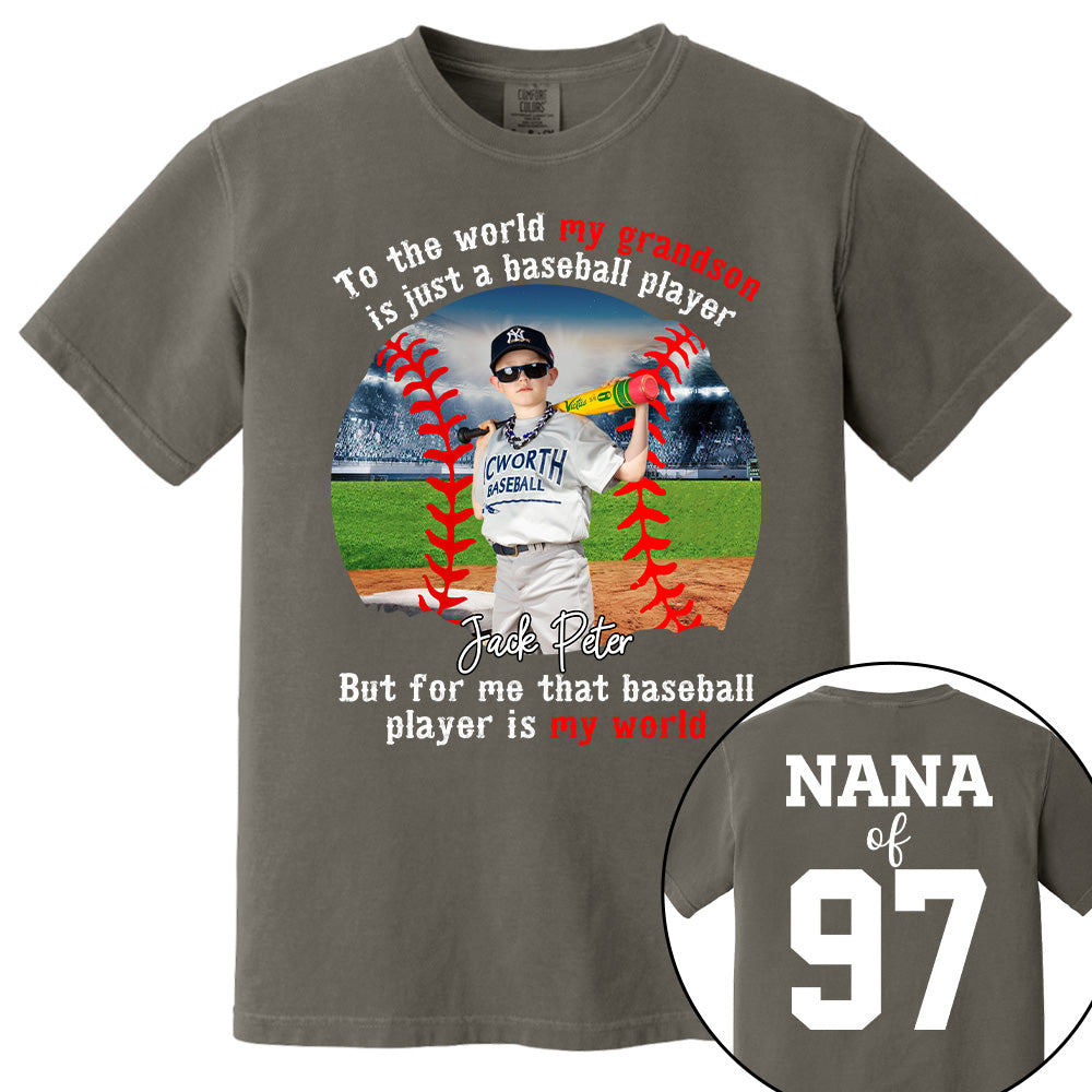 My Baseball Player Is My World, Personalized Baseball Shirt, Baseball Grandma Shirt, Gift For Baseball Lover A2110 Tu20