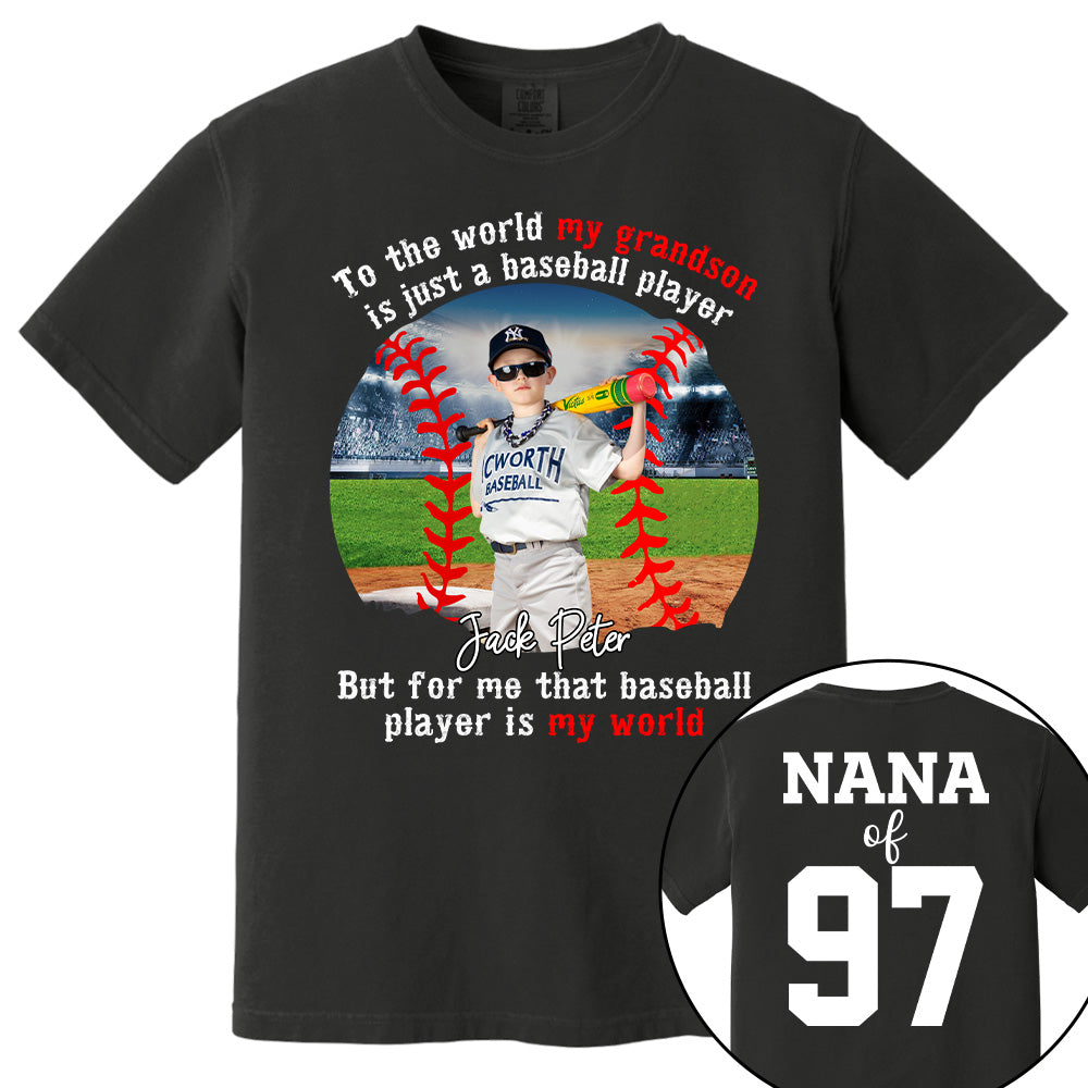 My Baseball Player Is My World, Personalized Baseball Shirt, Baseball Grandma Shirt, Gift For Baseball Lover A2110 Tu20