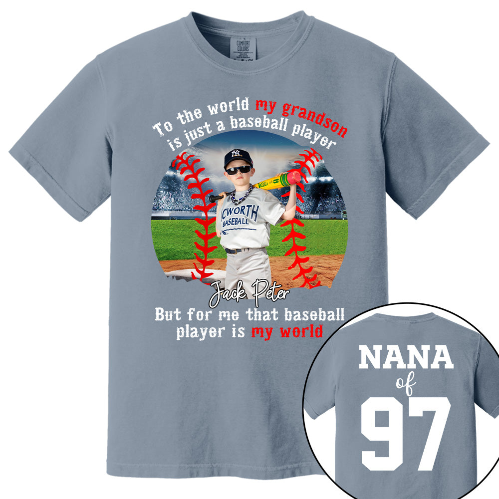 My Baseball Player Is My World, Personalized Baseball Shirt, Baseball Grandma Shirt, Gift For Baseball Lover A2110 Tu20