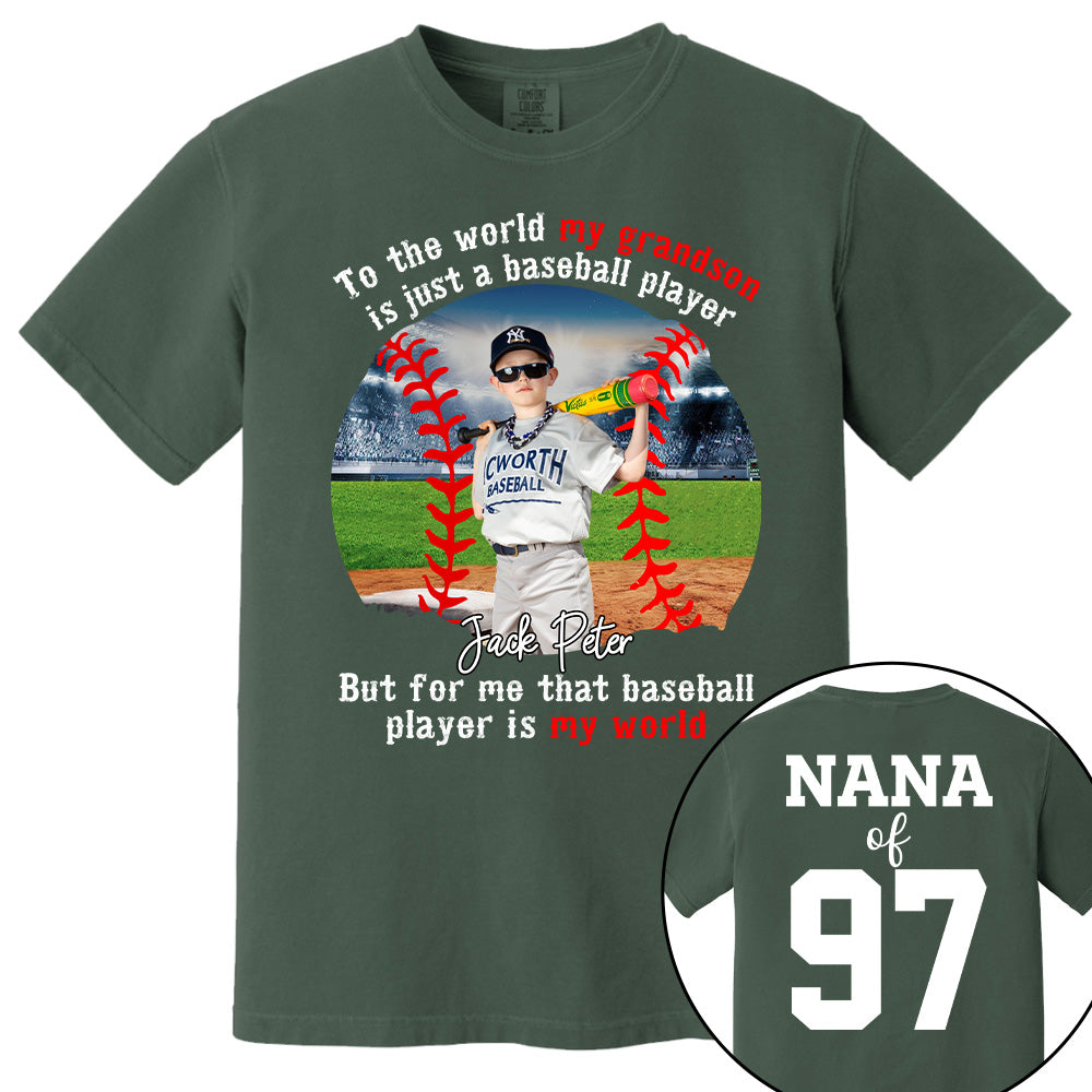 My Baseball Player Is My World, Personalized Baseball Shirt, Baseball Grandma Shirt, Gift For Baseball Lover A2110 Tu20