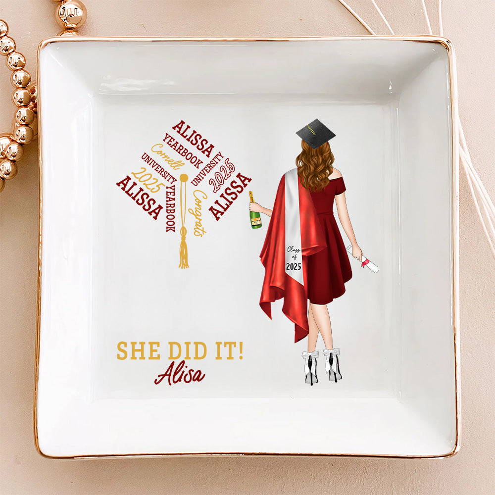 Graduation Gift She Did It - Personalized Jewelry Dish Tu24