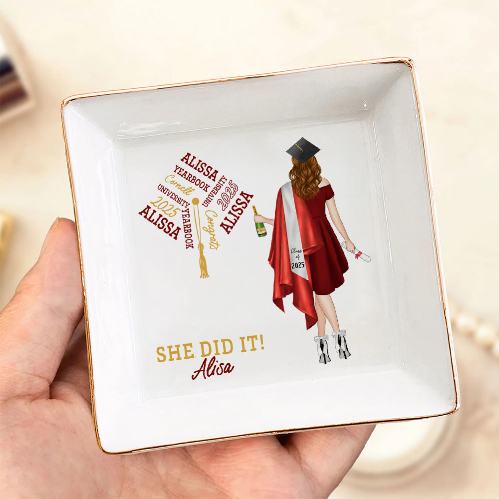 Graduation Gift She Did It - Personalized Jewelry Dish Tu24