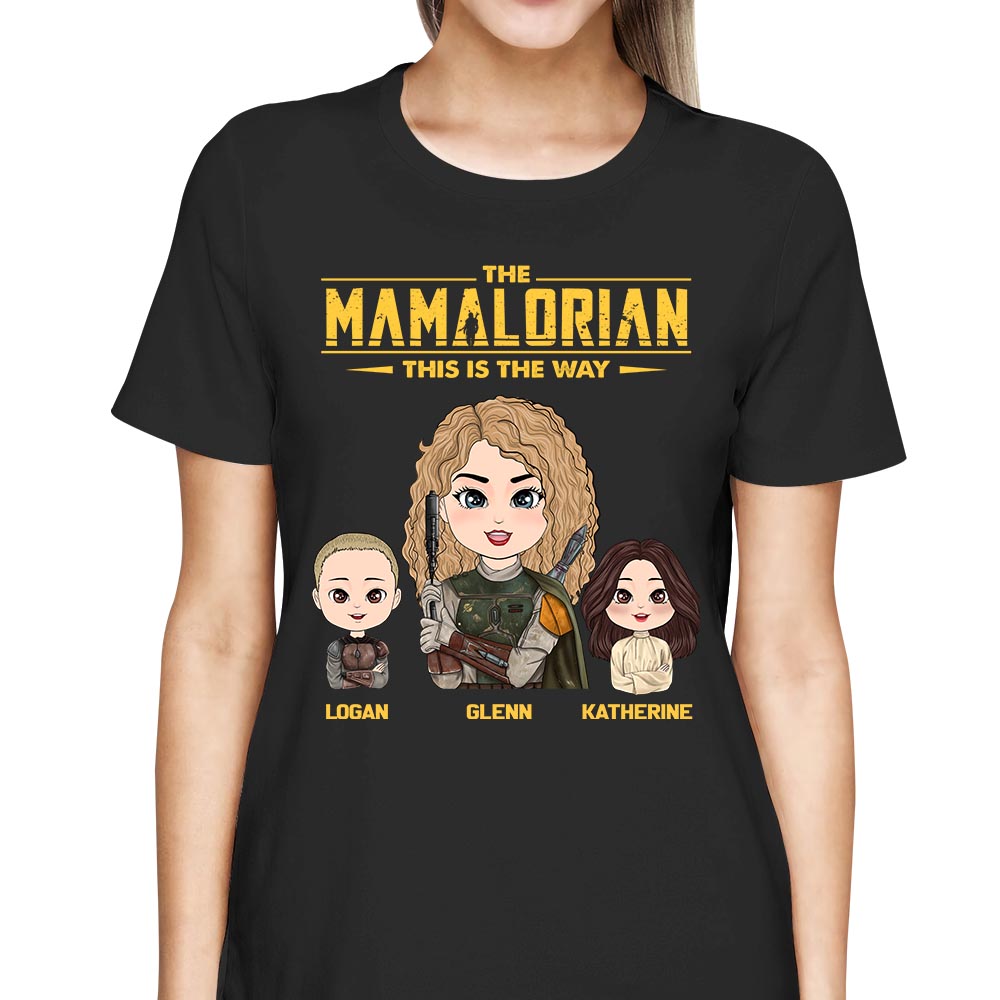 The Mamalorian - Personalized Shirt Gift For Dad Mom Custom Nickname With Kids Dark