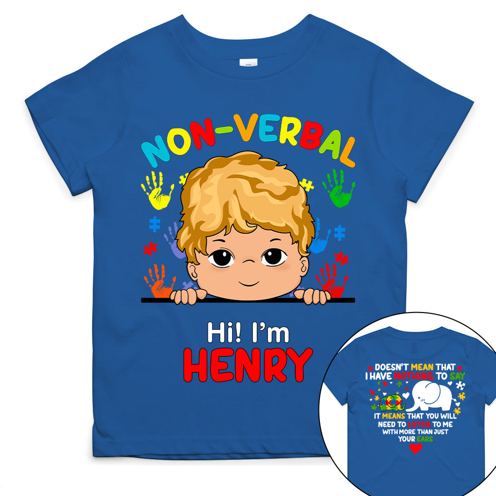 Non Verbal Children Autism - Personalized Shirts Tu20