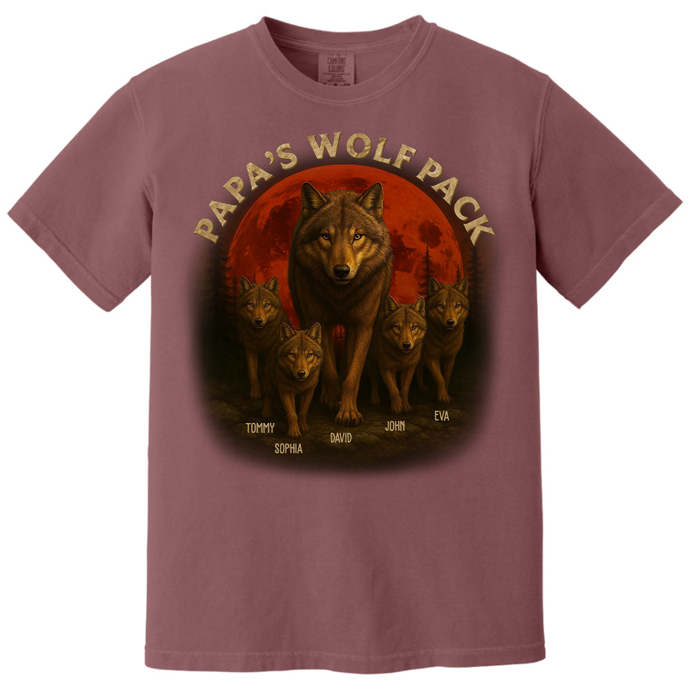 Papa’s Wolf Pack - Family Personalized Custom Unisex T-shirt, Premium T-shirt, Hoodie - Father's Day, Gift For Dad, Grandpa2 Pt99