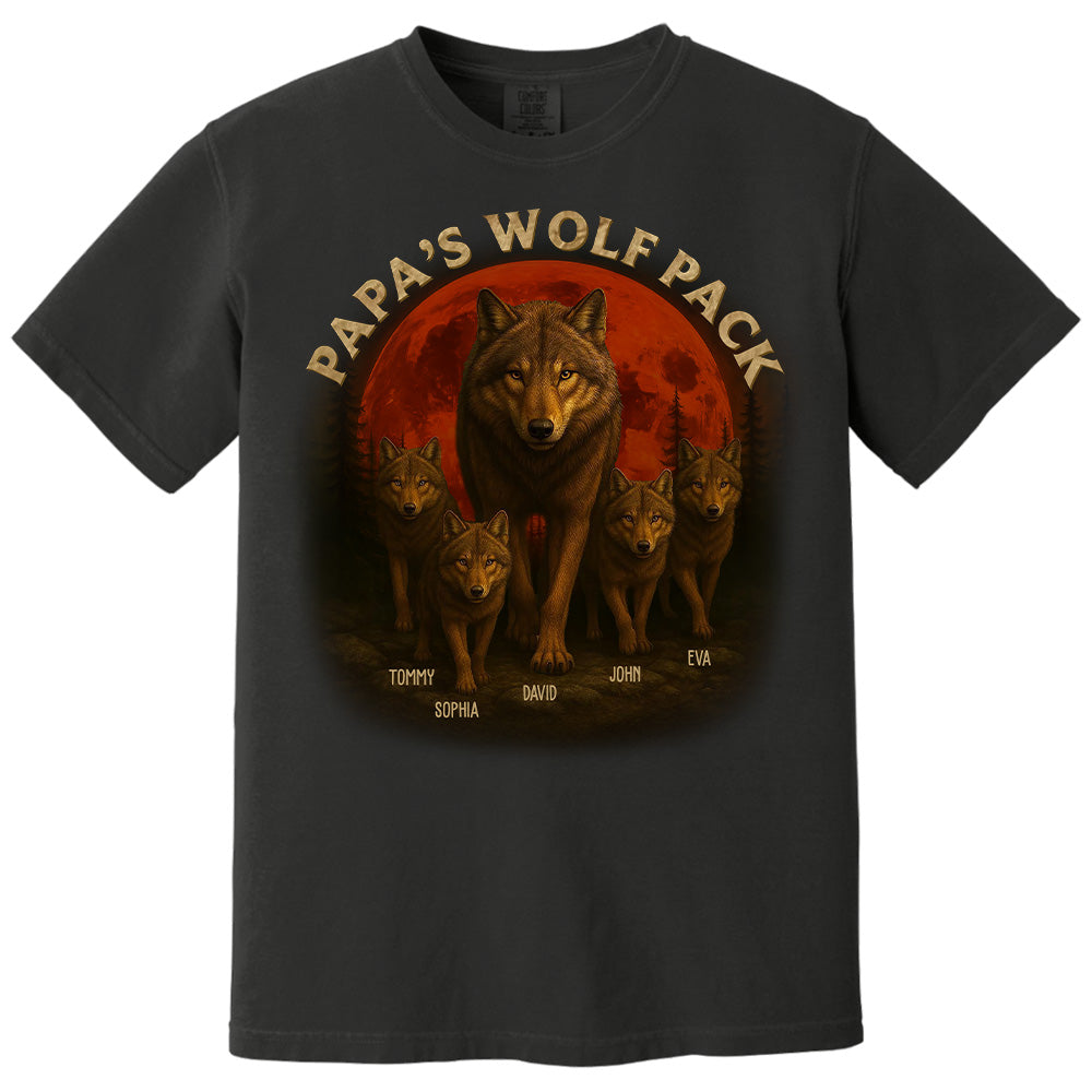Papa’s Wolf Pack - Family Personalized Custom Unisex T-shirt, Premium T-shirt, Hoodie - Father's Day, Gift For Dad, Grandpa2 Pt99