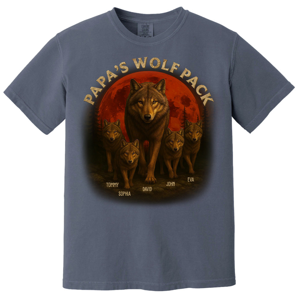 Papa’s Wolf Pack - Family Personalized Custom Unisex T-shirt, Premium T-shirt, Hoodie - Father's Day, Gift For Dad, Grandpa2 Pt99