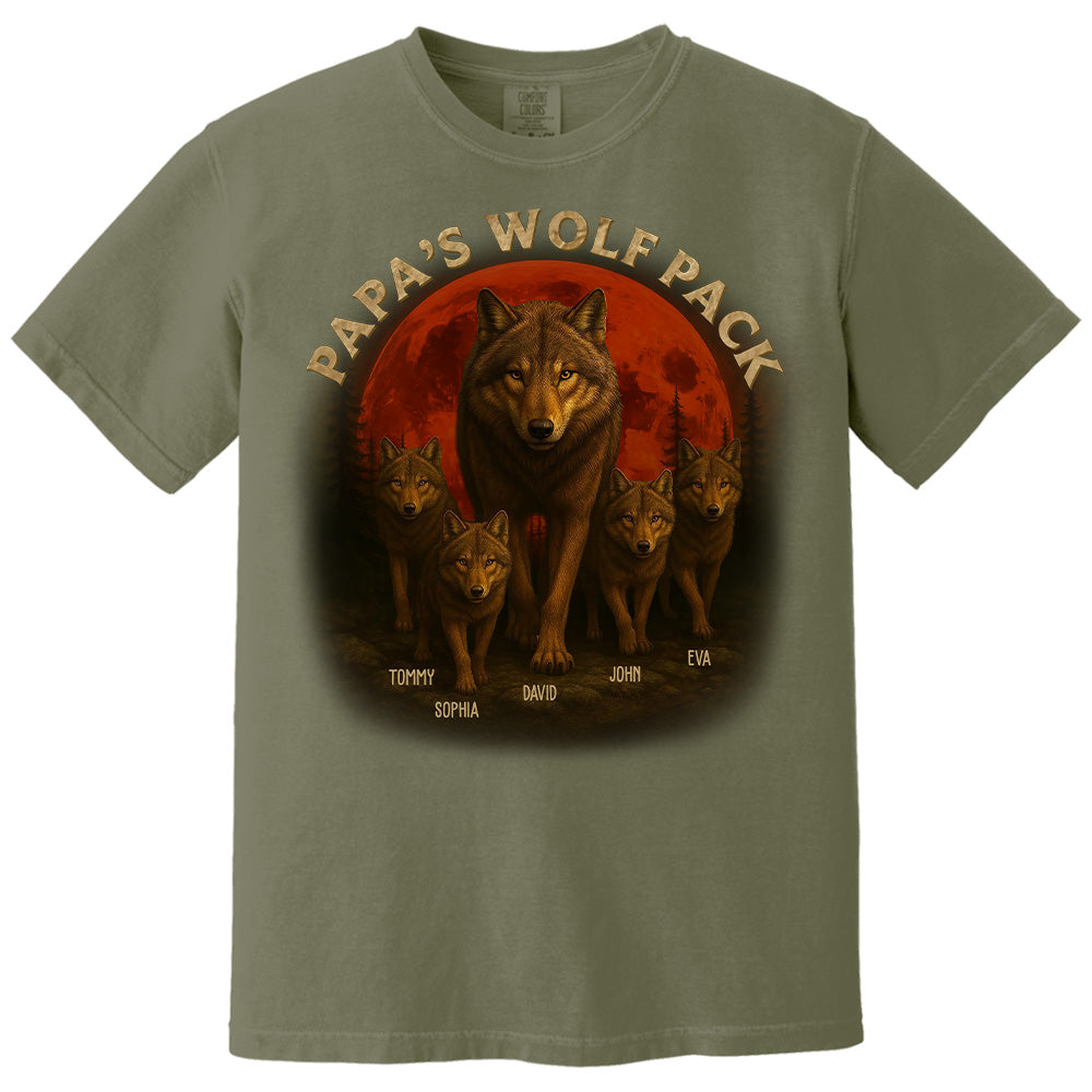 Papa’s Wolf Pack - Family Personalized Custom Unisex T-shirt, Premium T-shirt, Hoodie - Father's Day, Gift For Dad, Grandpa2 Pt99