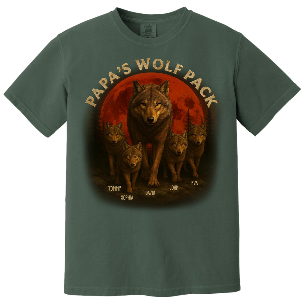 Papa’s Wolf Pack - Family Personalized Custom Unisex T-shirt, Premium T-shirt, Hoodie - Father's Day, Gift For Dad, Grandpa2 Pt99