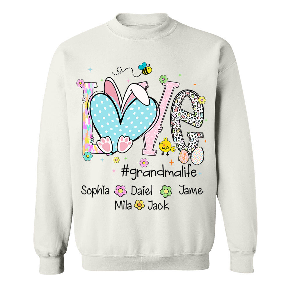 Love Grandmalife Easter Bunny Gift For Family, Custom Grandma And Grandkids T-Shirt T1807 NV01
