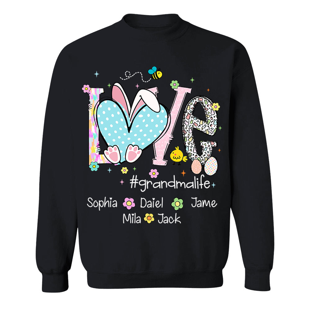 Love Grandmalife Easter Bunny Gift For Family, Custom Grandma And Grandkids T-Shirt T1807 NV01