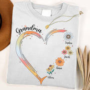 Grandma and Grandkids, Forever In Grandma's Heart - Family Personalized Custom Comfort Colors T-Shirt Do99