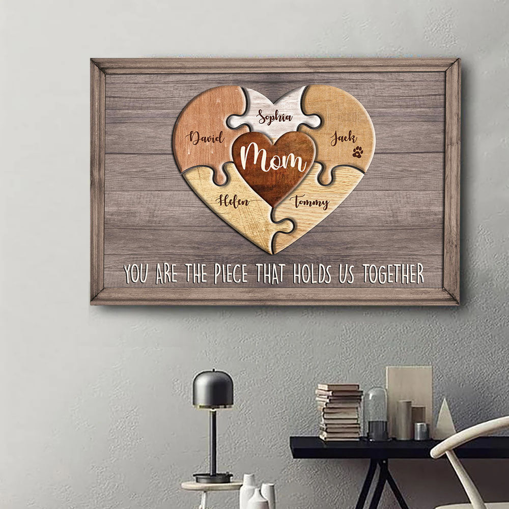 Puzzle Canvas - Mom You Are The Piece That Holds Us Together - Personalized Canvas Gift For Mother Grandma NA04 Pt99