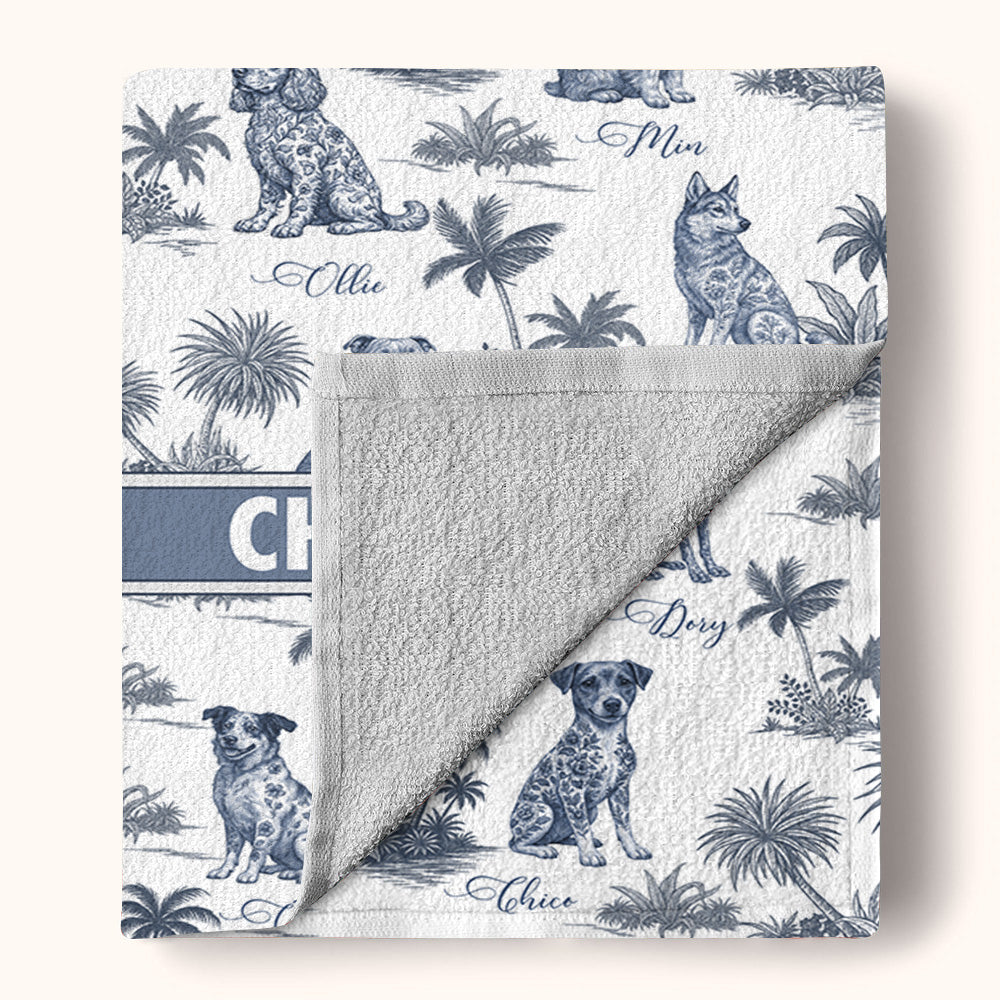 Custom Dog Toile De Jouy Style, Personalized Beach Towel, Summer Vacation Gift T1807 Pt99