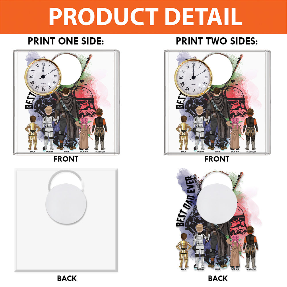 Best Dad Ever - Personalized Acrylic Desk Clock Plaque Gift For Dad Vr2 Tu20