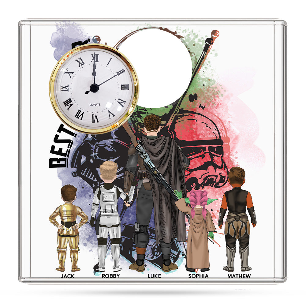 Best Dad Ever - Personalized Acrylic Desk Clock Plaque Gift For Dad Vr2 Tu20