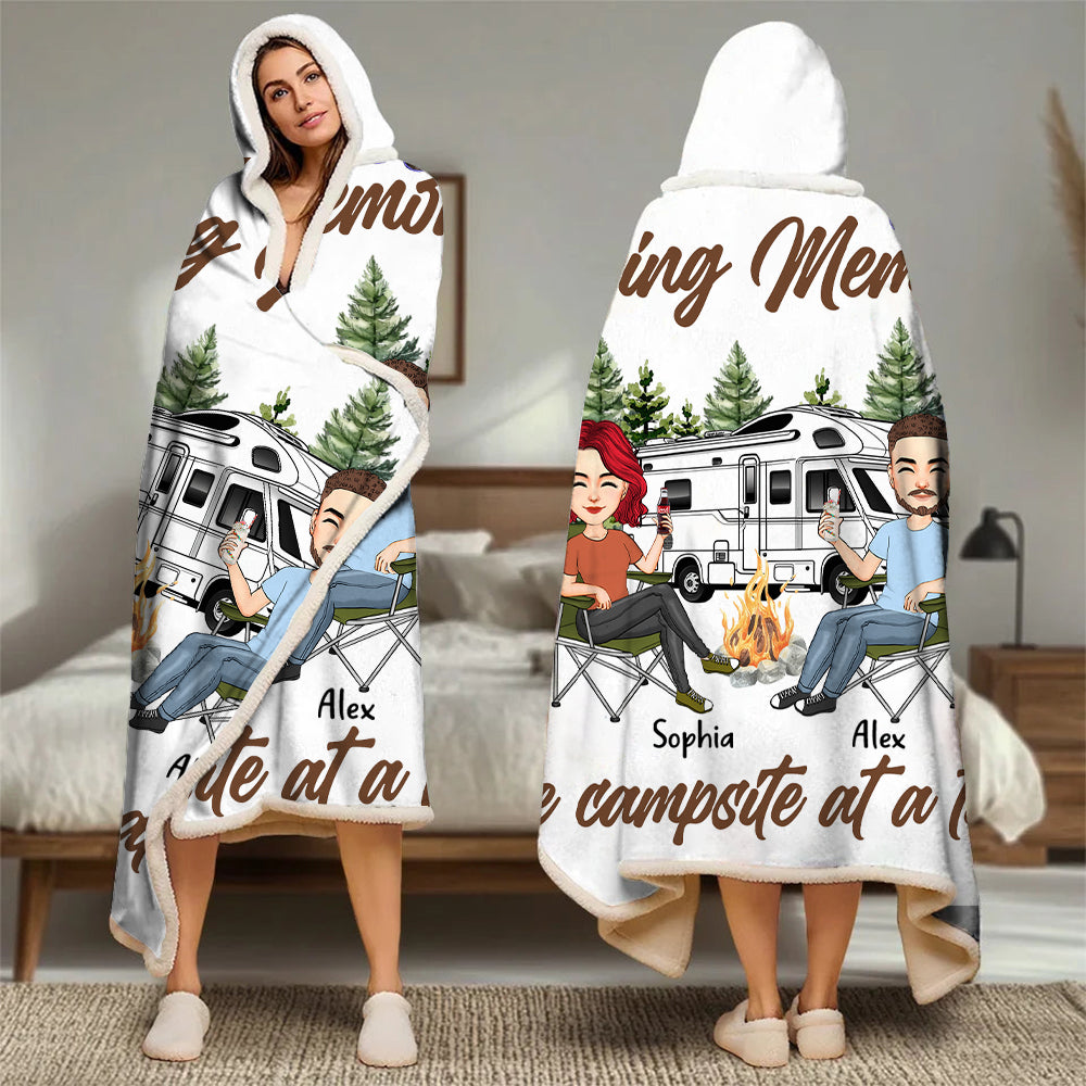 Making Memories - One Campsite At A Time - Personalized Wearable Blanket For Camping Couples NA04 Tu20
