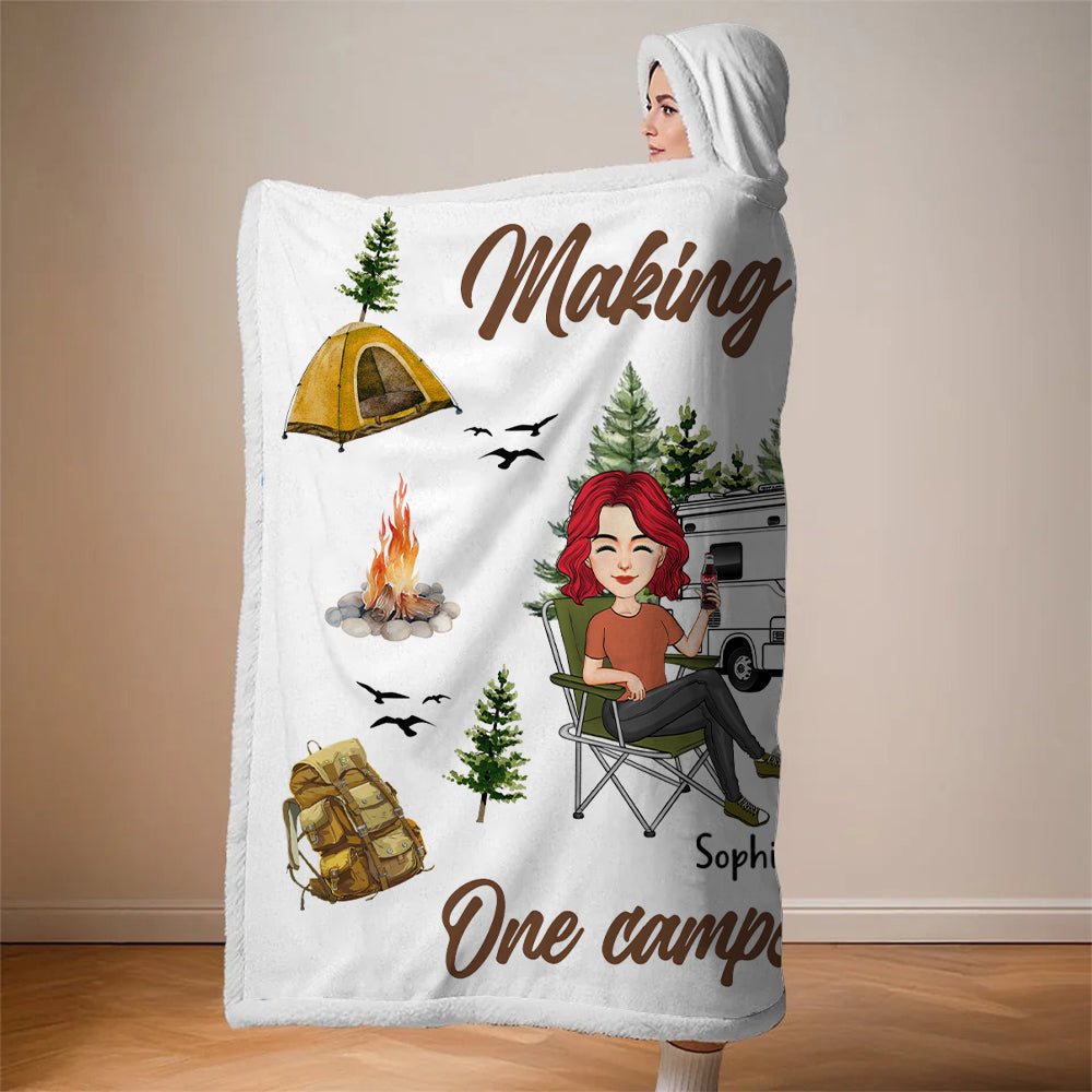 Making Memories - One Campsite At A Time - Personalized Wearable Blanket For Camping Couples NA04 Tu20