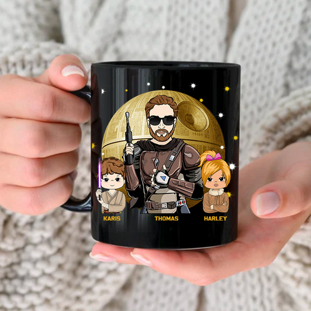 Father Warrior Protector The Dadalorian Personalized Mug Gift For Dad - Custom Father's Day Gift 2025 Tu24