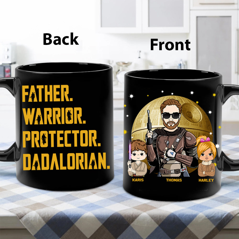 Father Warrior Protector The Dadalorian Personalized Mug Gift For Dad - Custom Father's Day Gift 2025 Tu24