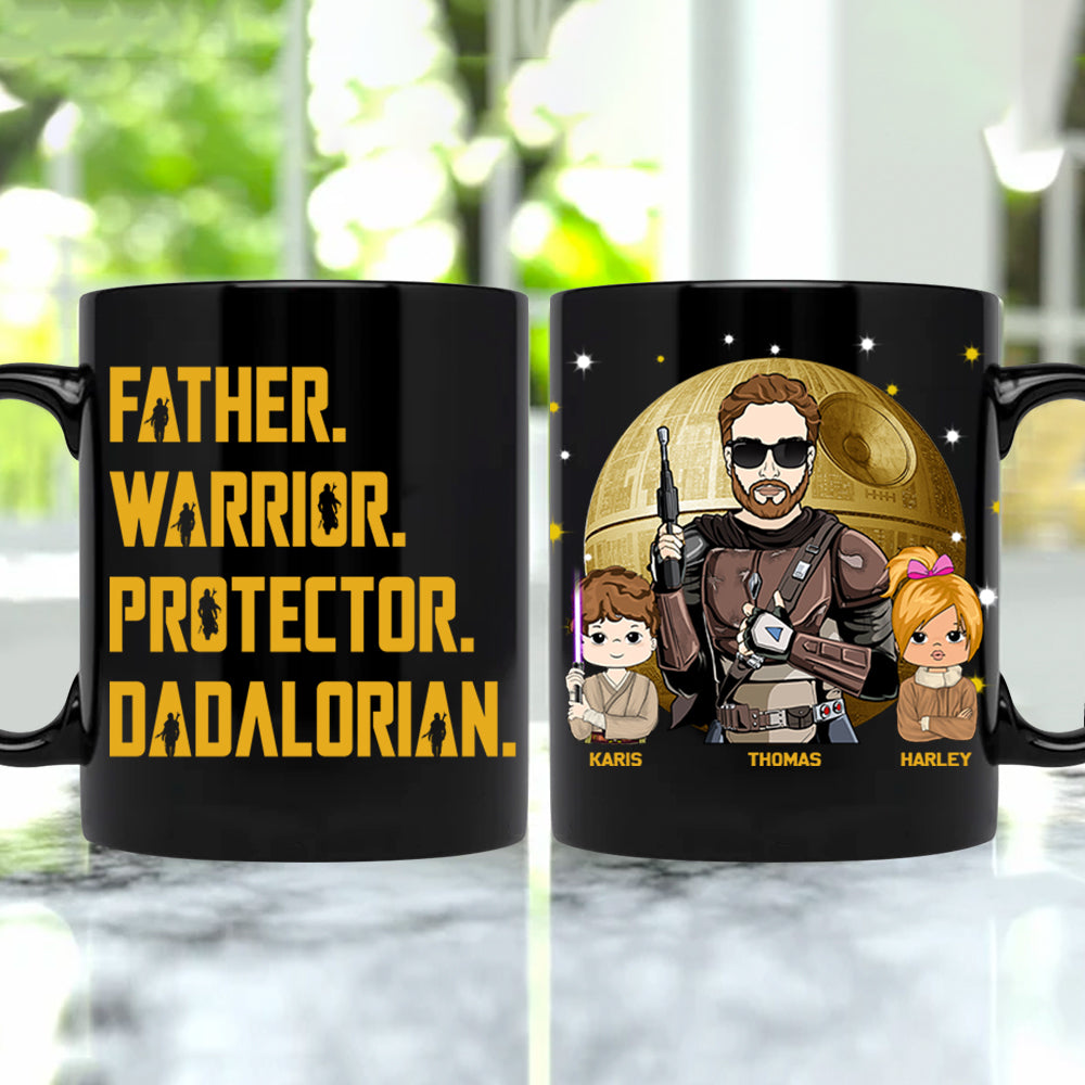 Father Warrior Protector The Dadalorian Personalized Mug Gift For Dad - Custom Father's Day Gift 2025 Tu24
