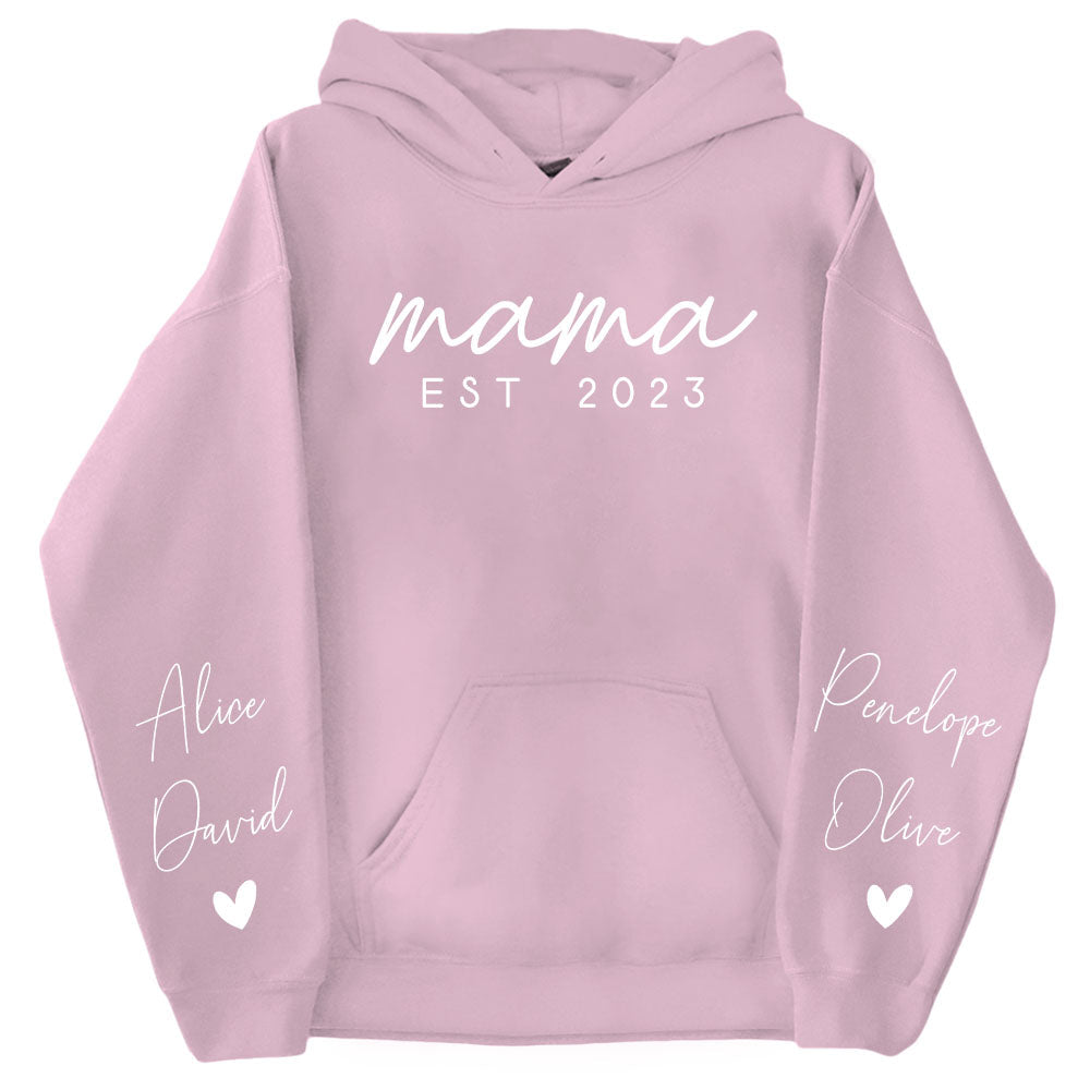 Custom Mama Sweatshirt with Date and Children Name on Sleeve, Mama Sweatshirt, Minimalist Mama