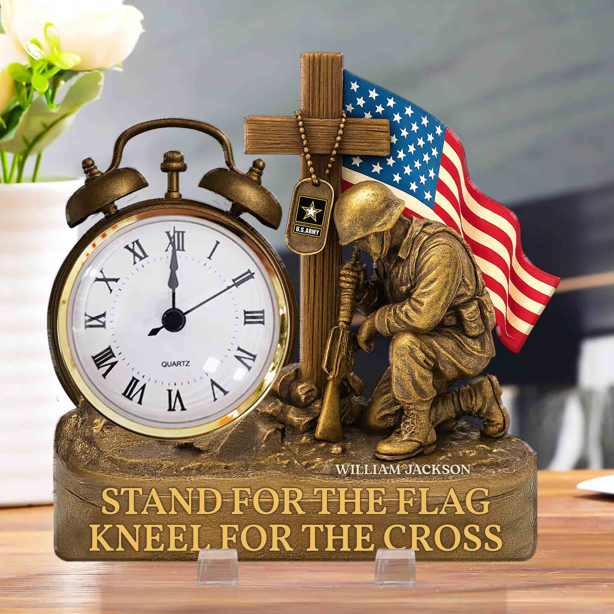 Veterans Military Acrylic Desk Clock Plaque - Personalized Gifts For Veteran Pt99