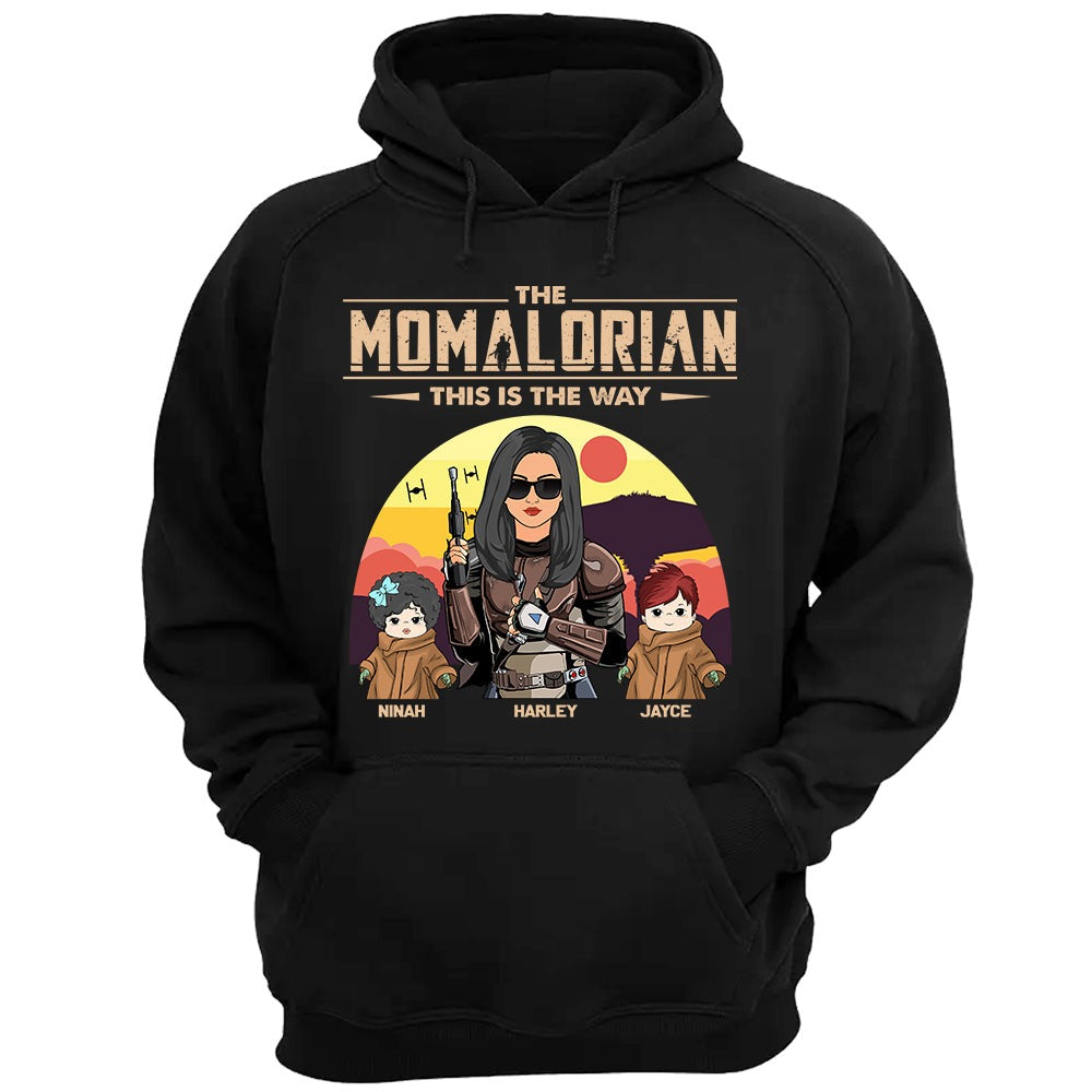 The Momalorian This Is The Way - Personalized Shirt Custom Tatooine Background With Kids