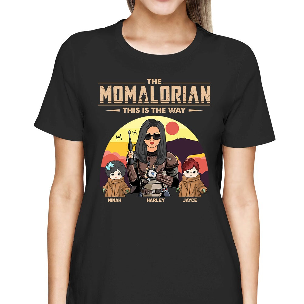 The Momalorian This Is The Way - Personalized Shirt Custom Tatooine Background With Kids