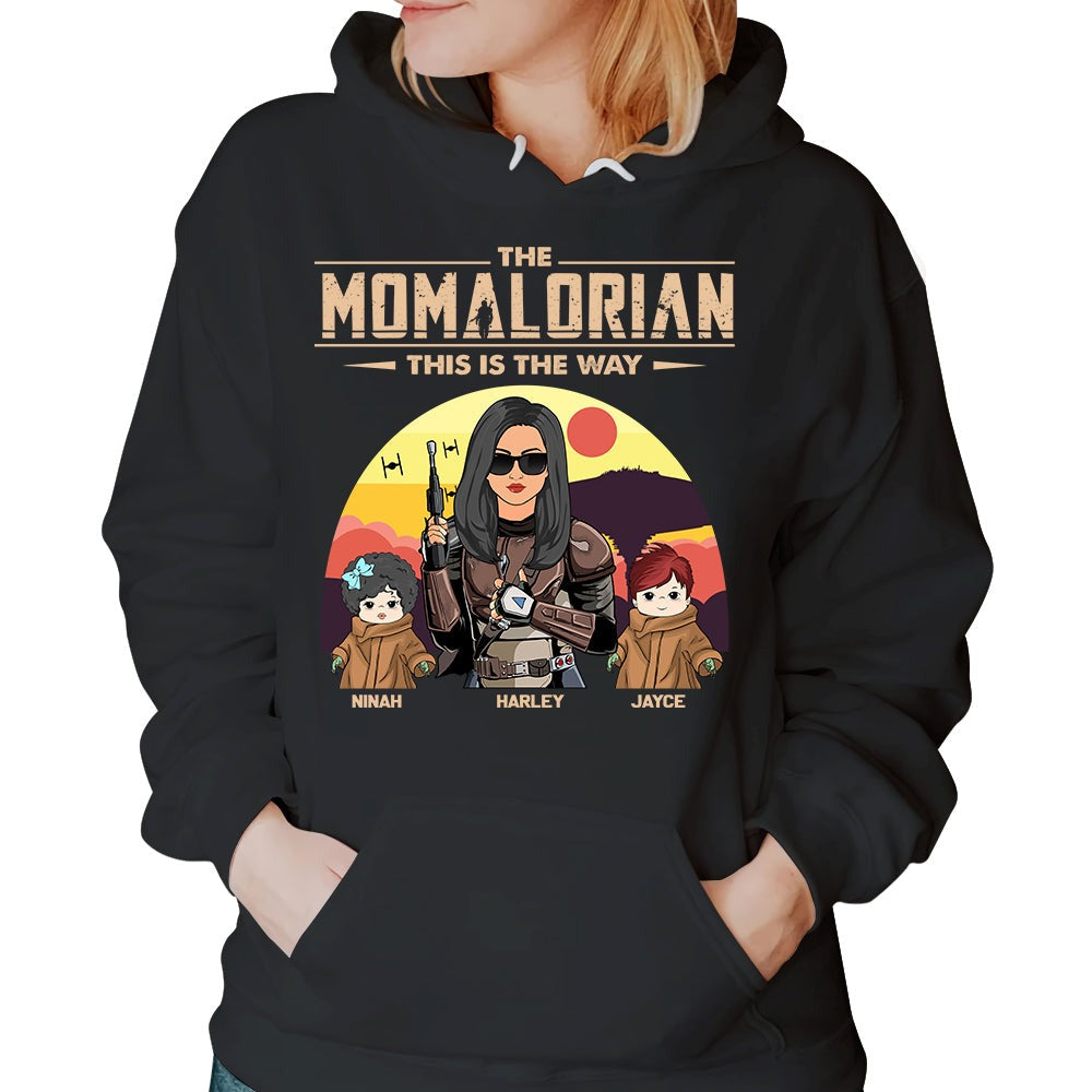 The Momalorian This Is The Way - Personalized Shirt Custom Tatooine Background With Kids