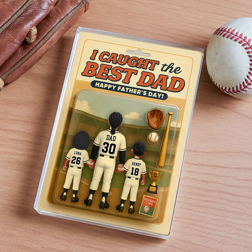 I Caught the Best Dad, Personalize Baseball Dad Acrylic Block Plaque, Father's Day Gift for Dad A2110